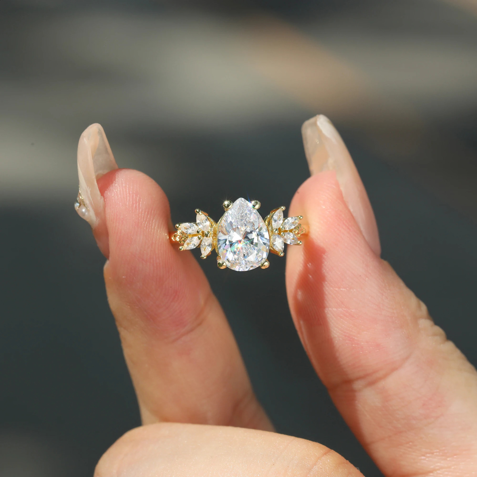 Water Drop 925 Sterling Silver 1ct 2ct 3ct Engagement Ring for Woman Zircon Cluster Anniversary Gift with Certificate 240906