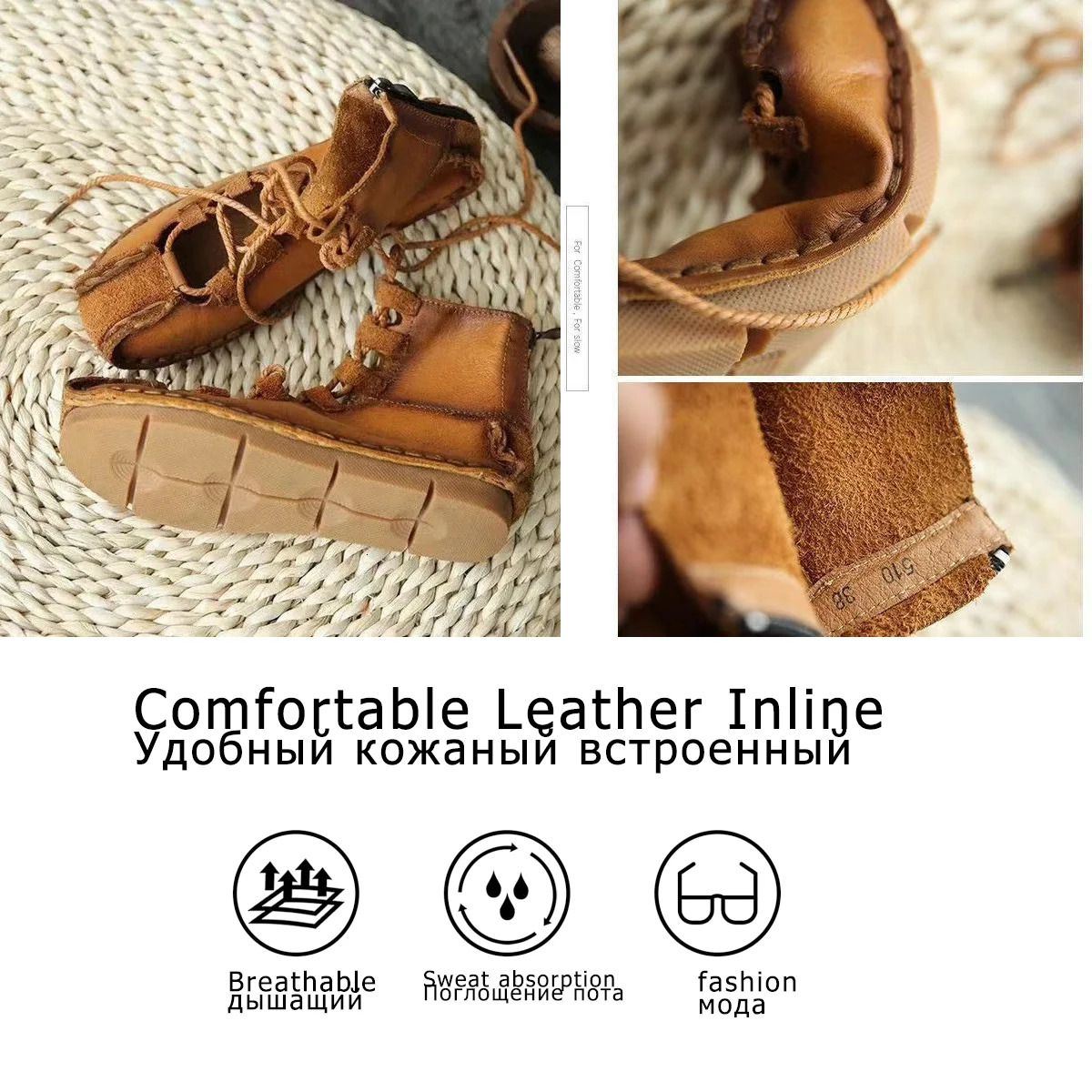Women's Moccasins 2Cm Natural Genuine Leather Designer Summer Soft Flats Loafers Comfy Ladies Females Retro Fashion Shoes