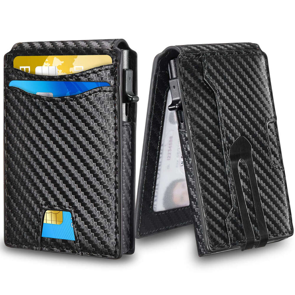 AMZZ Carbon fiber genuine leather, soft anti-theft brush, wallet, men's high-end feeling