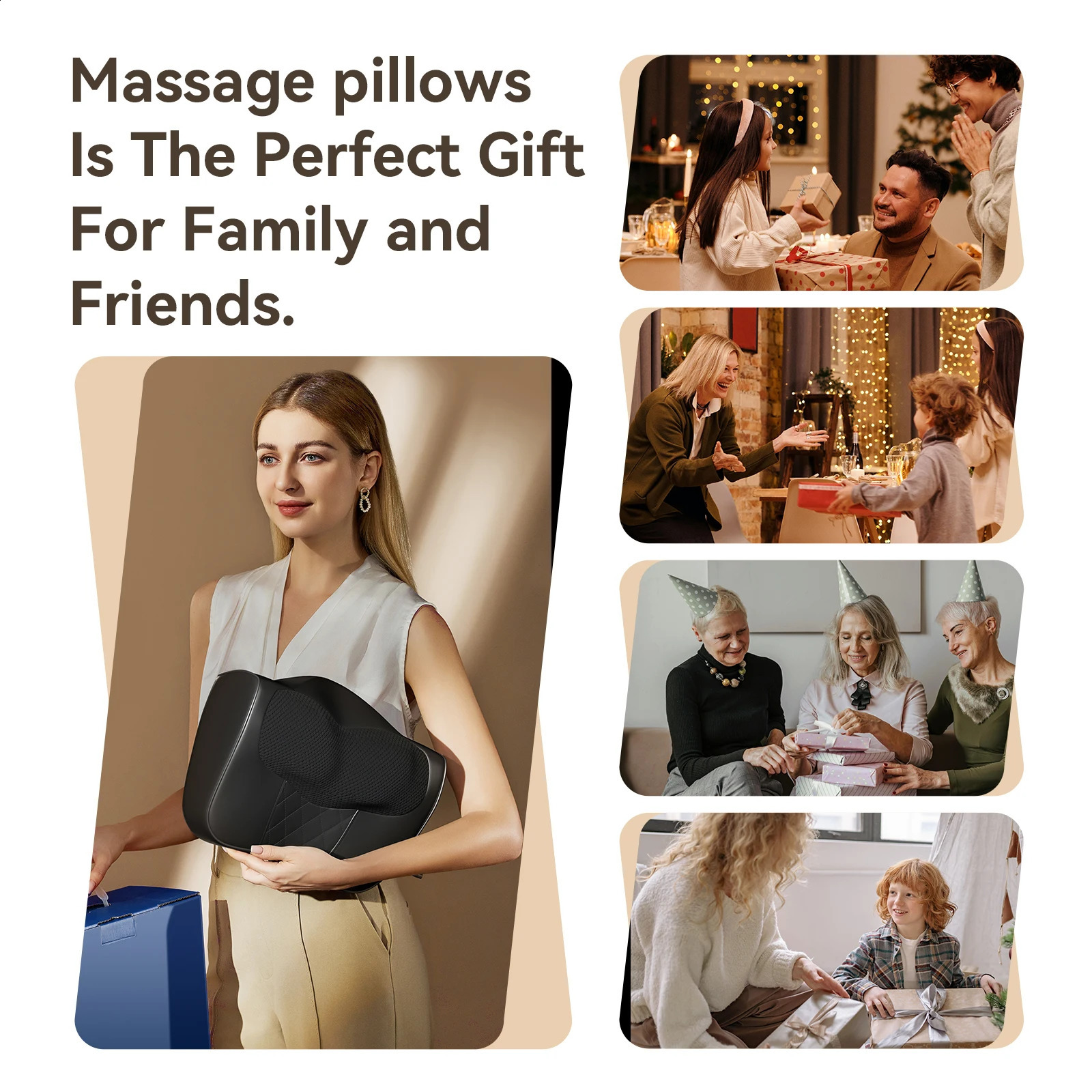 Back massager neck massager with 3D kneading massage pillow used for pressure gifts women mothers fathers relaxing in office at home 240914