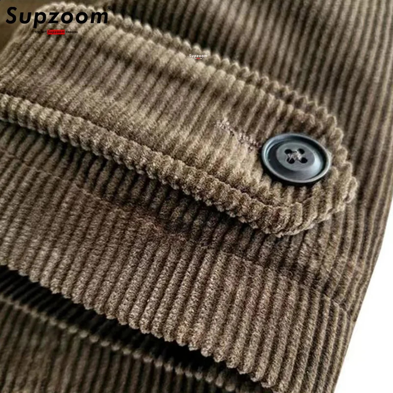 Supzoom Fashion Arrival Casual Thick Corduroy Coat Double Breasted Turndown Collar Autumn And Winter Trend Loose Jacket 240912