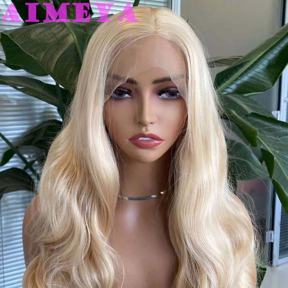 AIMEYA Blonde Long Body Wave Front Synthetic Lace Wig For Women Girl Heat Resistant Hair Cosplay Daily Use