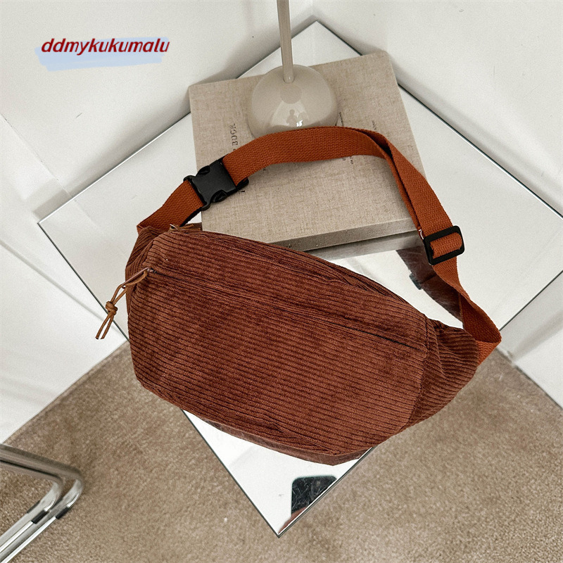 High end for women, 2023 new fashionable autumn and winter crossbody corduroy women's niche chest bag, waist bag H7.20#11 ddmykukumalu