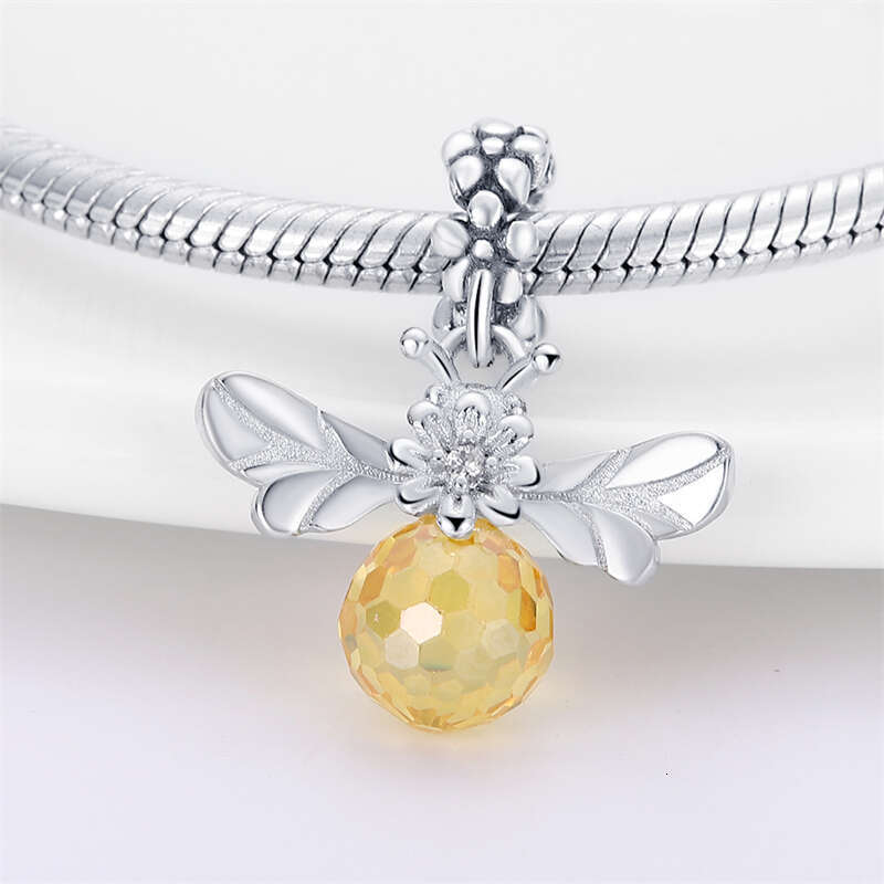 925 Sterling Silver Suower luminous Gem Bees Charms Beads Fit Original Bracelets DIY Jewelry Graduation Gift