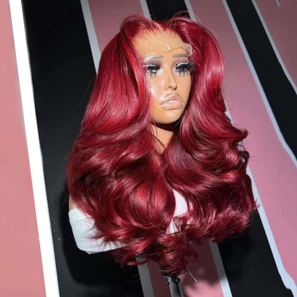 AIMEYA Red Body Wave Front Wigs For Women Heat Resistant Synthetic Hair Bury Lace Wig Daily Used Cosplay