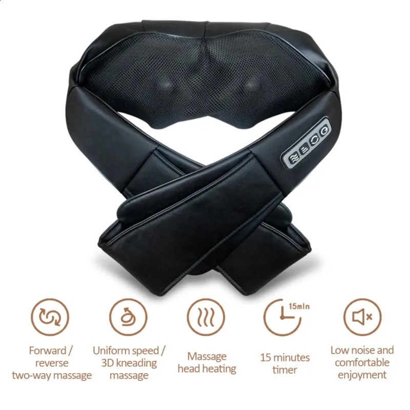 U-shaped electric finger press back neck shoulder body massager infrared heating kneading car/home massage 240914