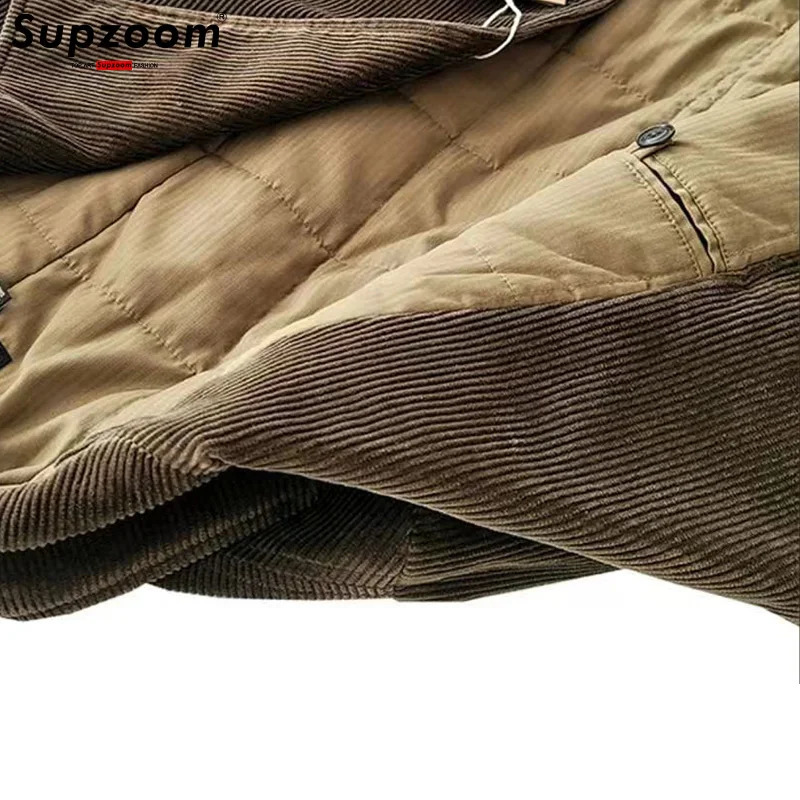Supzoom Fashion Arrival Casual Thick Corduroy Coat Double Breasted Turndown Collar Autumn And Winter Trend Loose Jacket 240912