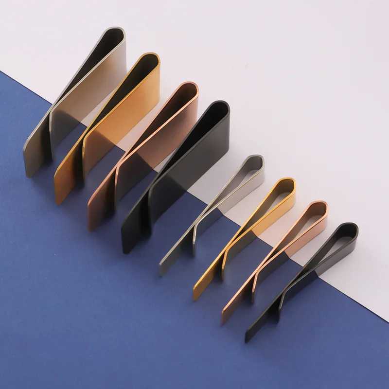 10 pieces of stainless steel pen holder diary notebook paper folder gold/silver colored metal business tie clip brushed wallet W240914