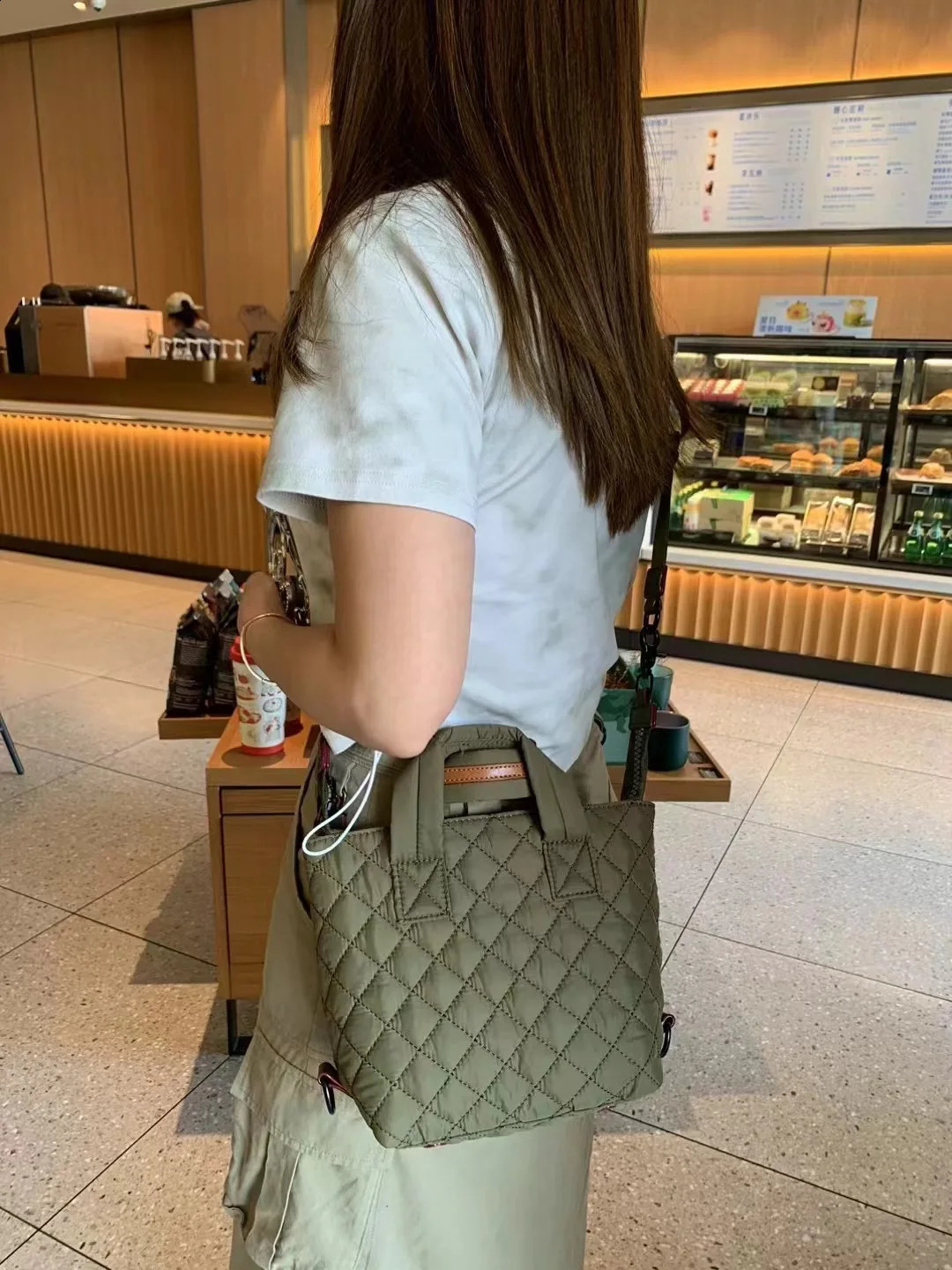 Lingge Small Square Bag Korean Edition Ultra Light Space Cotton Texture Nylon Bag 240913
