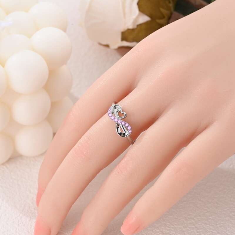 Sterg Sier Moon Sparkg Pink Heart Shaped Zircon Rings 6-9 Yards For Women Fine Wedding Engagement Jewelry Gifts