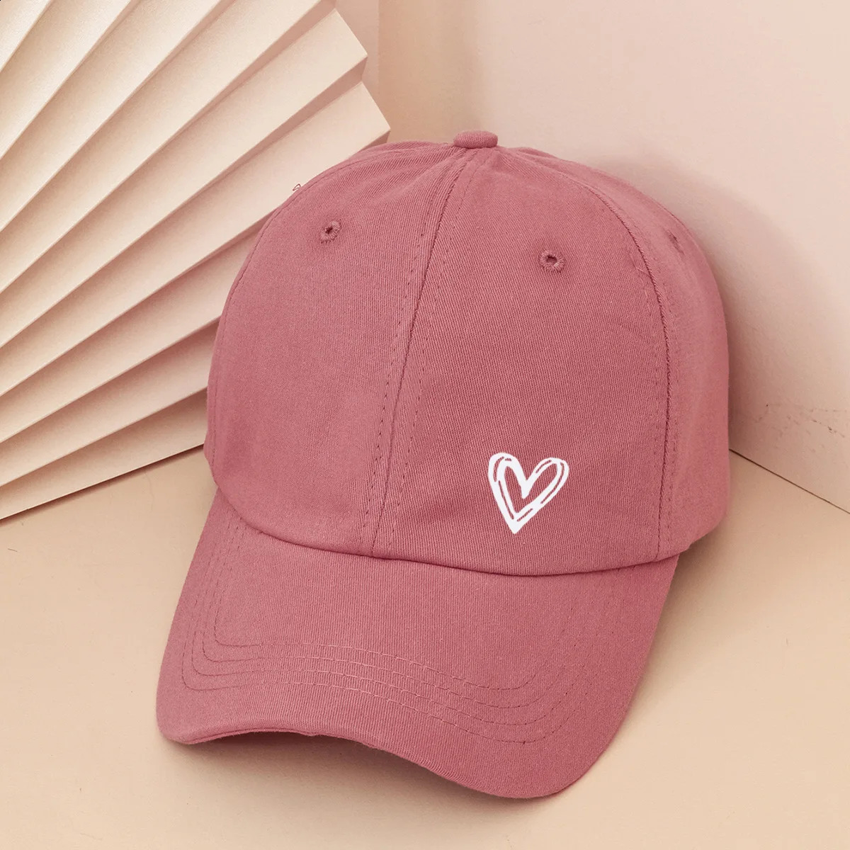 Couple Love Heart Print Baseball Cap Solid Color Cotton ed Hat Korean Women Men Adjustable Sun Visors Prin 240906