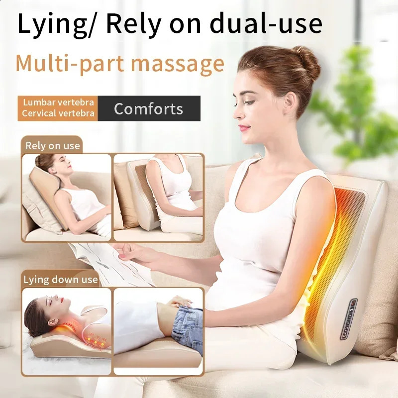 Jinkairui 4-head electric neck back and waist care massage pillow with vibration finger pressure and infrared heating for both car and household use 2