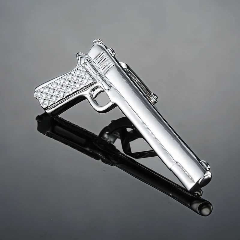 Classic mens and womens tie clip high-quality metal pistol model clip business shirt accessory jewelry gift W240914