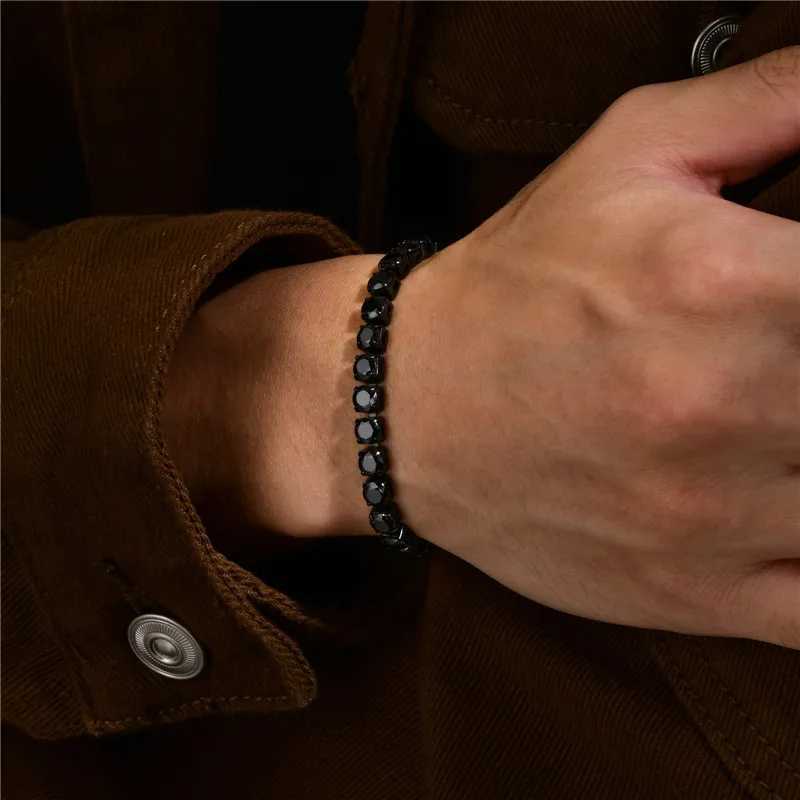 Modyle 5mm Mens Tennis Chain Bracelet Womens Black Stainless Steel Zirconia Chain Bracelet Classic Simple Neutral Jewelry Gift W240914