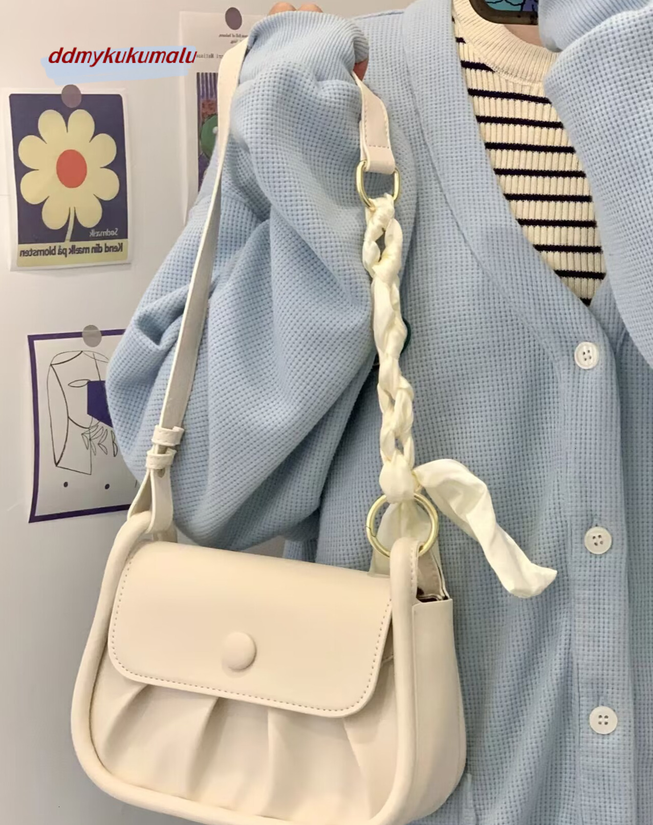 Women's 2024 New Trendy Girls High Quality Small Square with Folded Underarm Versatile One Shoulder Crossbody Bag H724#24 kukumalu