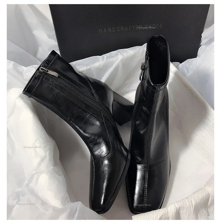 Trouser Autumn Women's Boots Korean Version Sexy Style Minimalist Style Chunky Heel Comfortable Triple Black Free Shipping