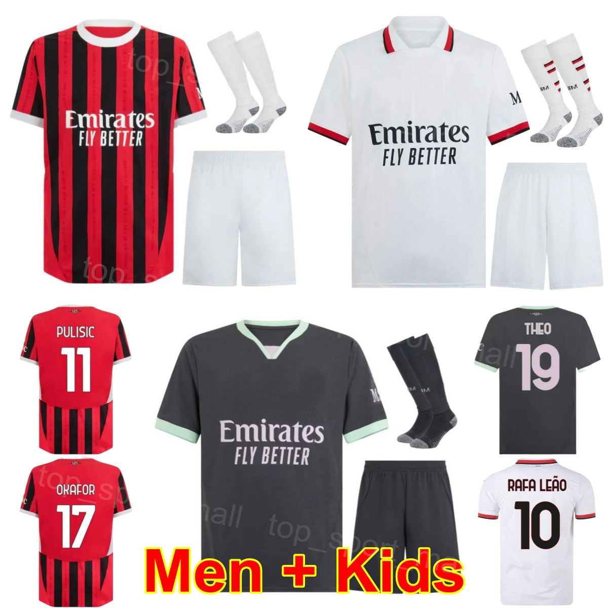 Club 24 25 AC Soccer Milan Jersey Men Youth 11 PULISIC 10 LEAO 17 OKAFOR 80 MUSAH PAVLOVIC ABRAHAM MORATA MAIGNAN REIJNDERS HERNANDEZ CHUKWUEZE Football Shirt Kits