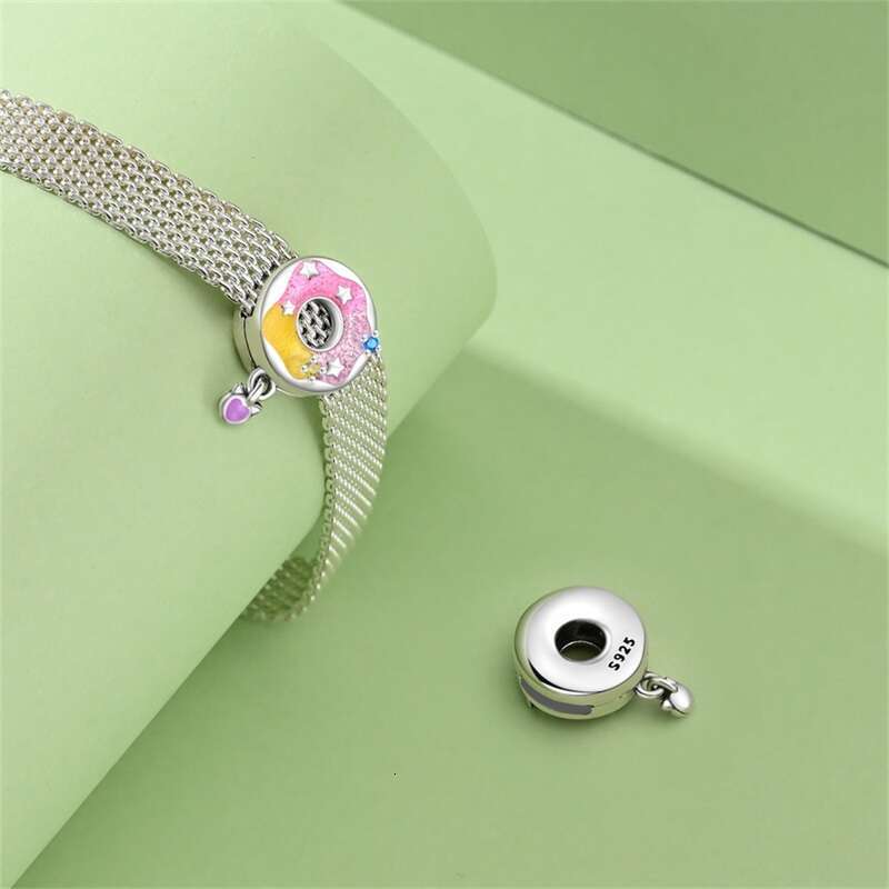 New 925 Sterling Silver Donut Protection Lotus Charms Flat Bead Fit Original Bracelet DIY Jewelry Friendship Gift