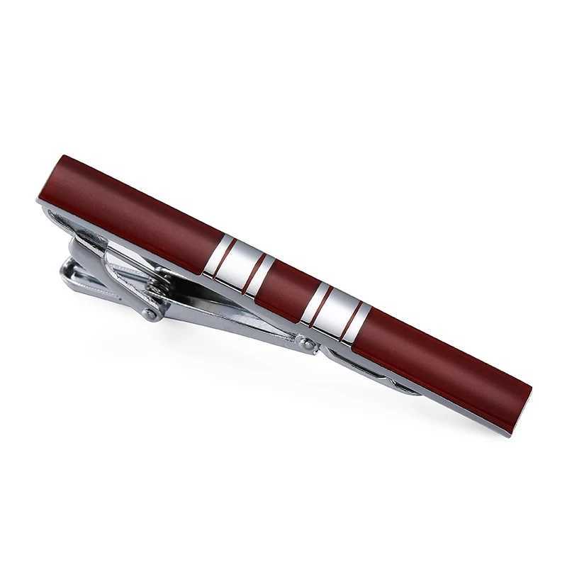 High quality mens and womens tie clips with square wine red enamel design metal tie accessories business jewelry gifts W240914