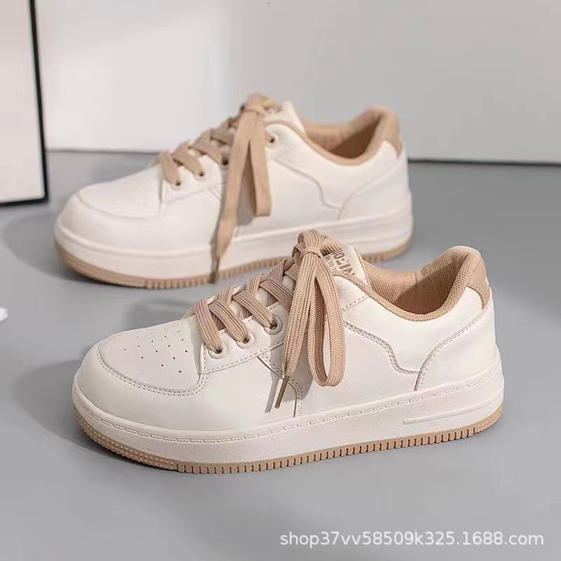 White Korean Thick Soled Four Seasons Board Shoes High School Students New Lace Up Breathable Casual Women Sneakers