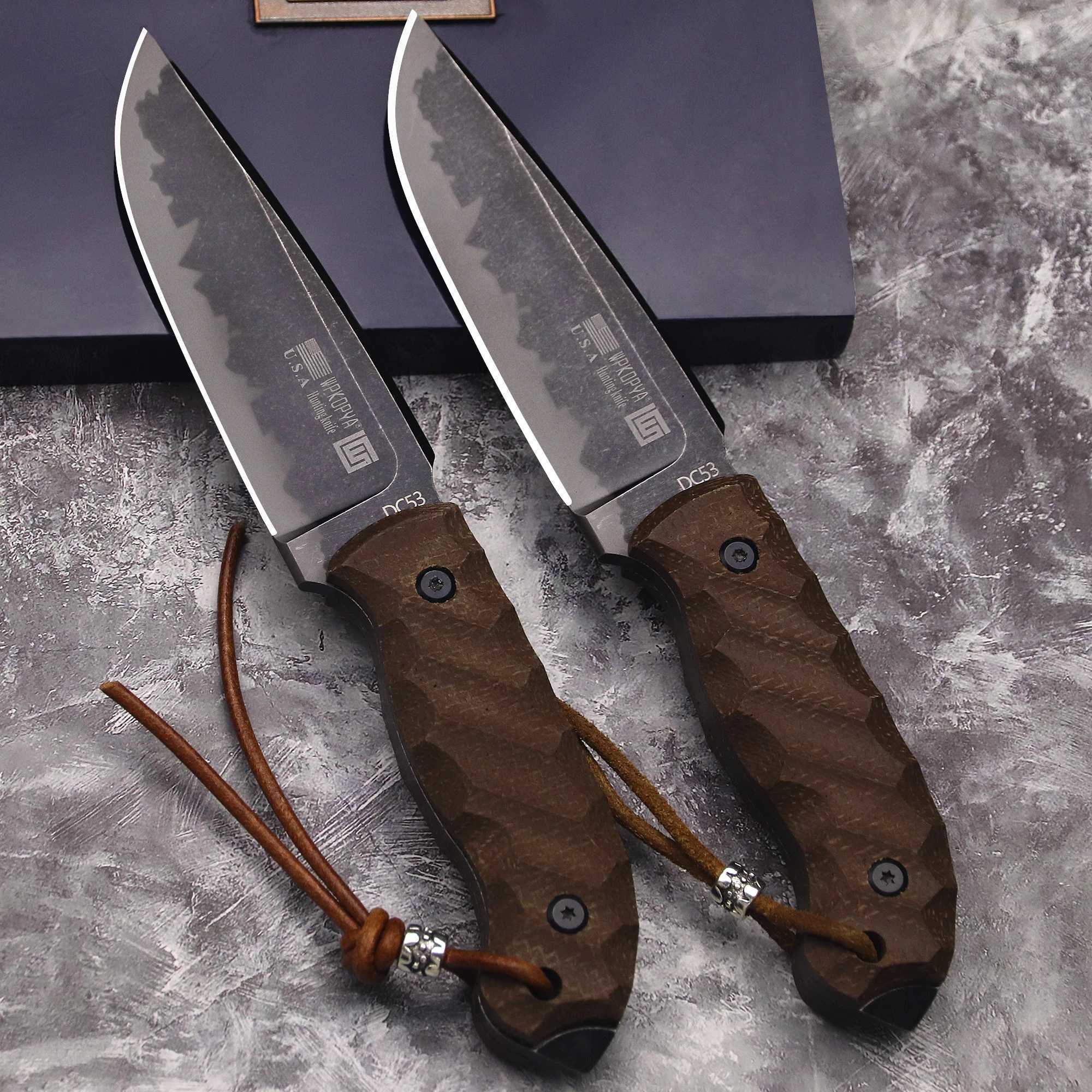 Tactical knife WPKOPYA U.S.A Linen handle 6mm reinforced DC53 steel All Tang Outdoor hunting jungle survival knife EDC multi-purpose knife M240914