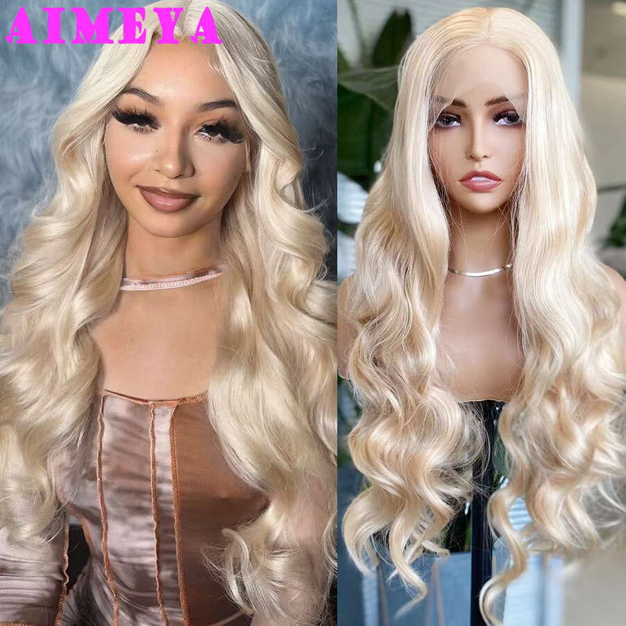 AIMEYA Long Body Wave Synthetic Natural Haire Lace Front Wig Daily Use Cospay Blonde Hair Heat Resistant