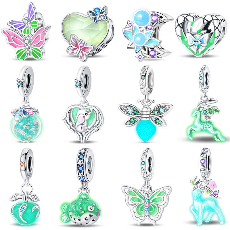 925 Sterling Silver Deer Luminous Animal Charms Bead Fit Original Bracelets DIY Jewelry New Term Party Gift