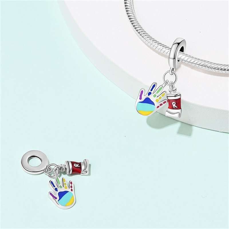New 925 Sterling Silver Color Palette Pigment Artist Charms Beads Fit Original Bracelets DIY Birthday Jewelry Gifts