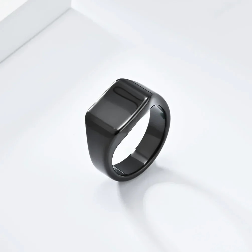tungsten carbide Signet mens flat band ring never fading or rusting 240911