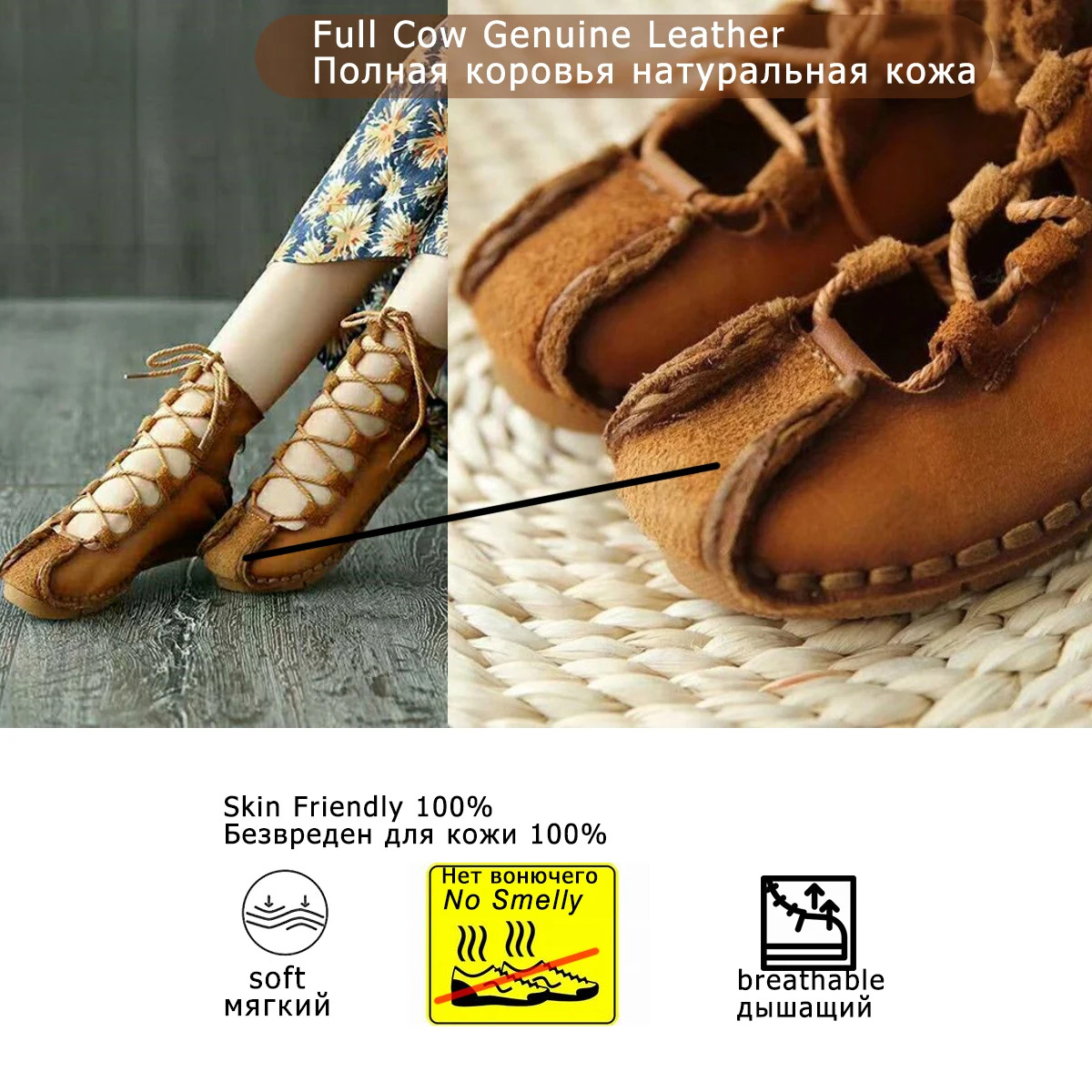 Women's Moccasins 2Cm Natural Genuine Leather Designer Summer Soft Flats Loafers Comfy Ladies Females Retro Fashion Shoes