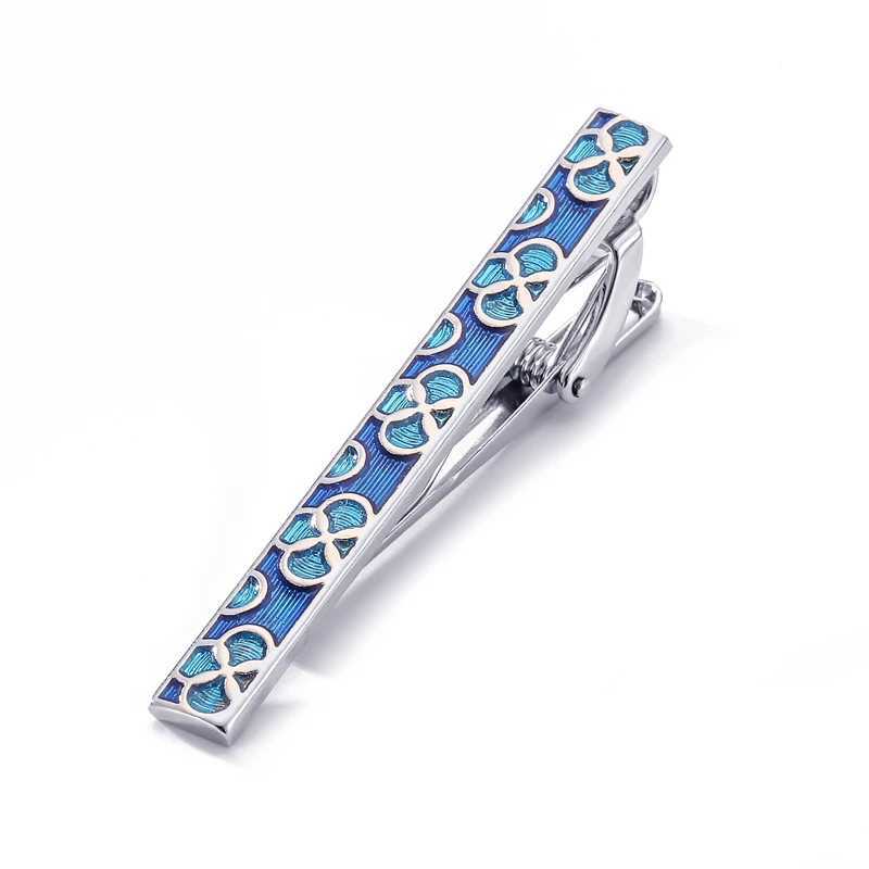 High quality mens tie clip classic blue clover metal clip shirt accessory wedding jewelry gift W240914