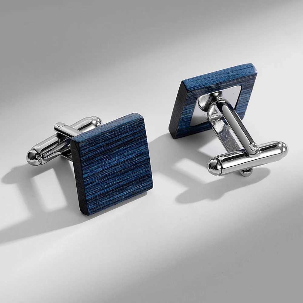Wooden tie clip and cufflink set suitable for mens classic tie clip cufflink set copper tie rod brown blue tie collar pin jewelry gift W240914