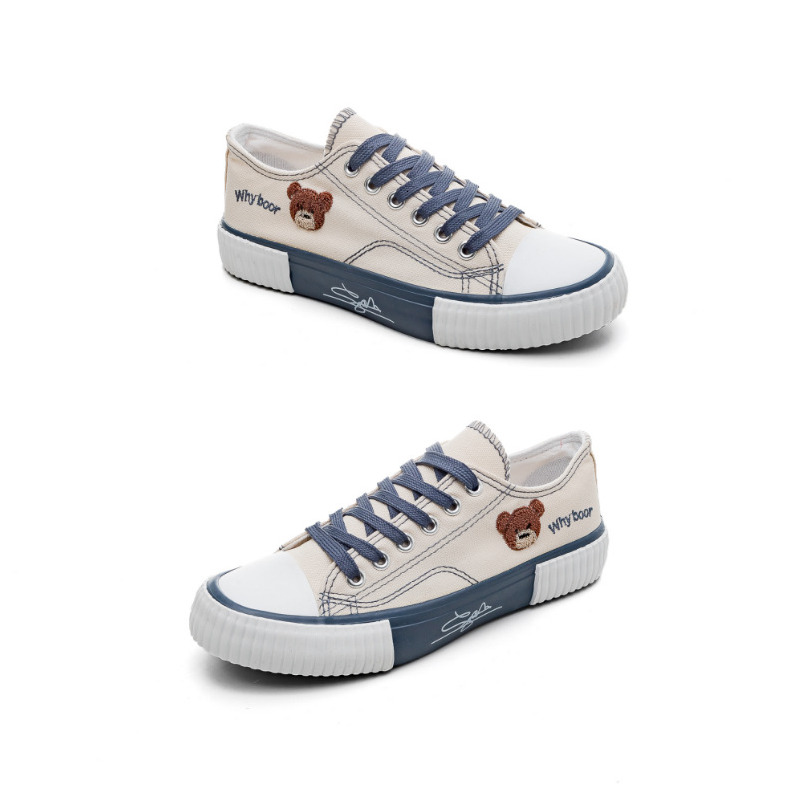 Bear Canvas Women's Korean Dry Breathable Fashion Trend Versatile Casual Board Large Size Cookie Shoes
