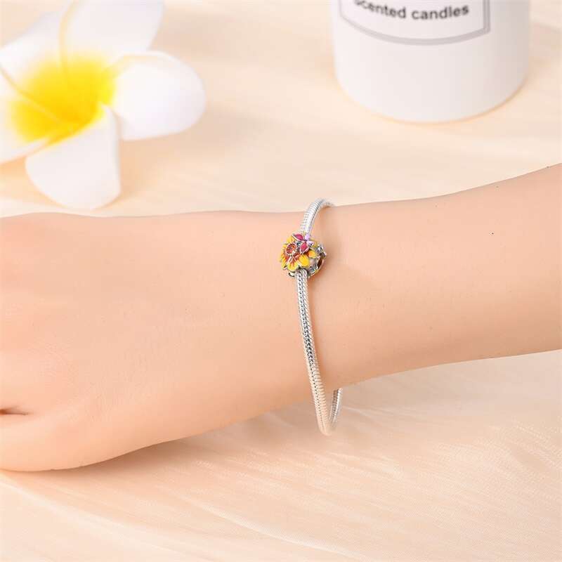 925 Sterling Silver Butterfly Tulip Iris wer Charms Beads Fit Original Bracelets Fine DIY Valentine Jewelry Gifts