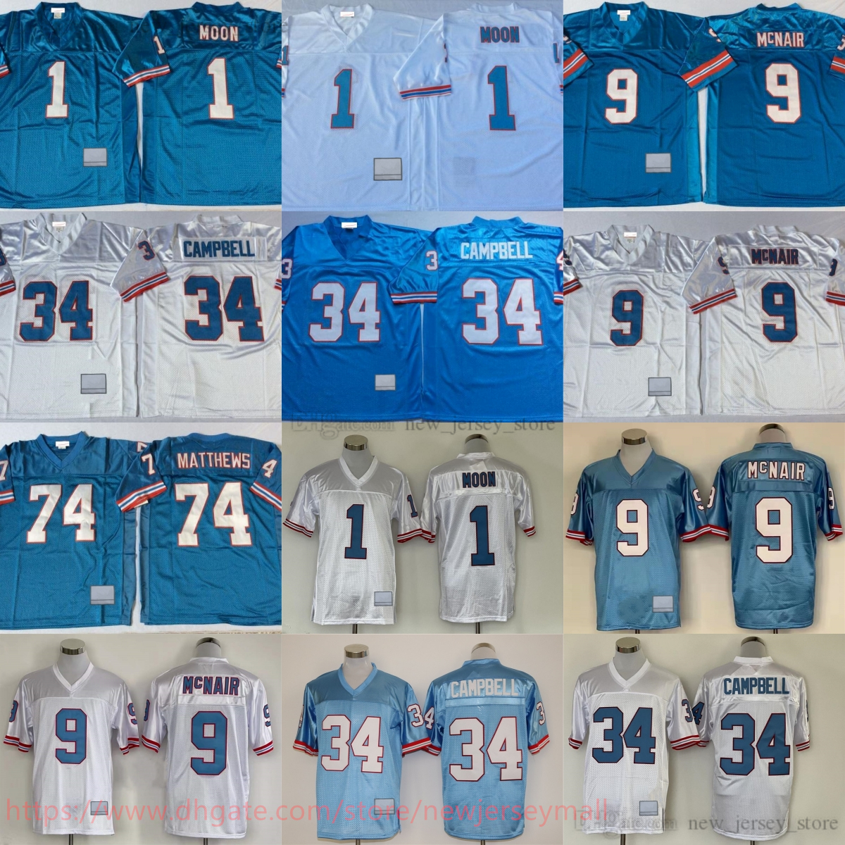 College 1997 Throwback Football 80 Irving Fryar Jersey Retro Stitched 1 Warren Moon 34 Earl Campbell 74 Bruce Matthews Jersey Vintage Breathable Sport