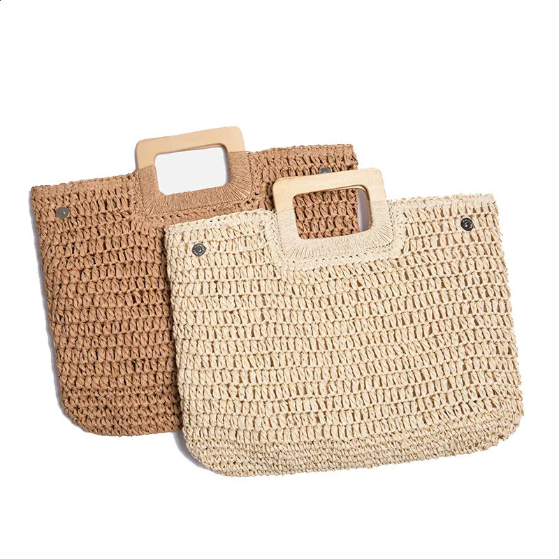 Rattan Large Capacity Womens Casual Willow Handbag Summer Beach Straw Bag Big Wallet Travel Sac 240913