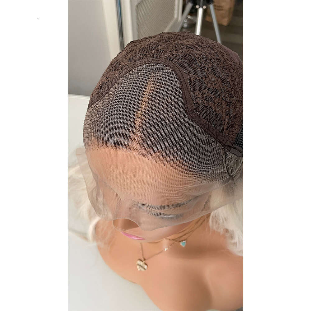 Ice 13X3 Front Heat Friendly Synthetic White Lace Wig With Dark Roots Free Style Rooted Blonde Wavy Wigs 150%