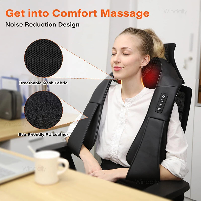 4D finger pressure neck and shoulder massager equipped with a electric back massager kneading and massaging pillow full body muscles household car 240