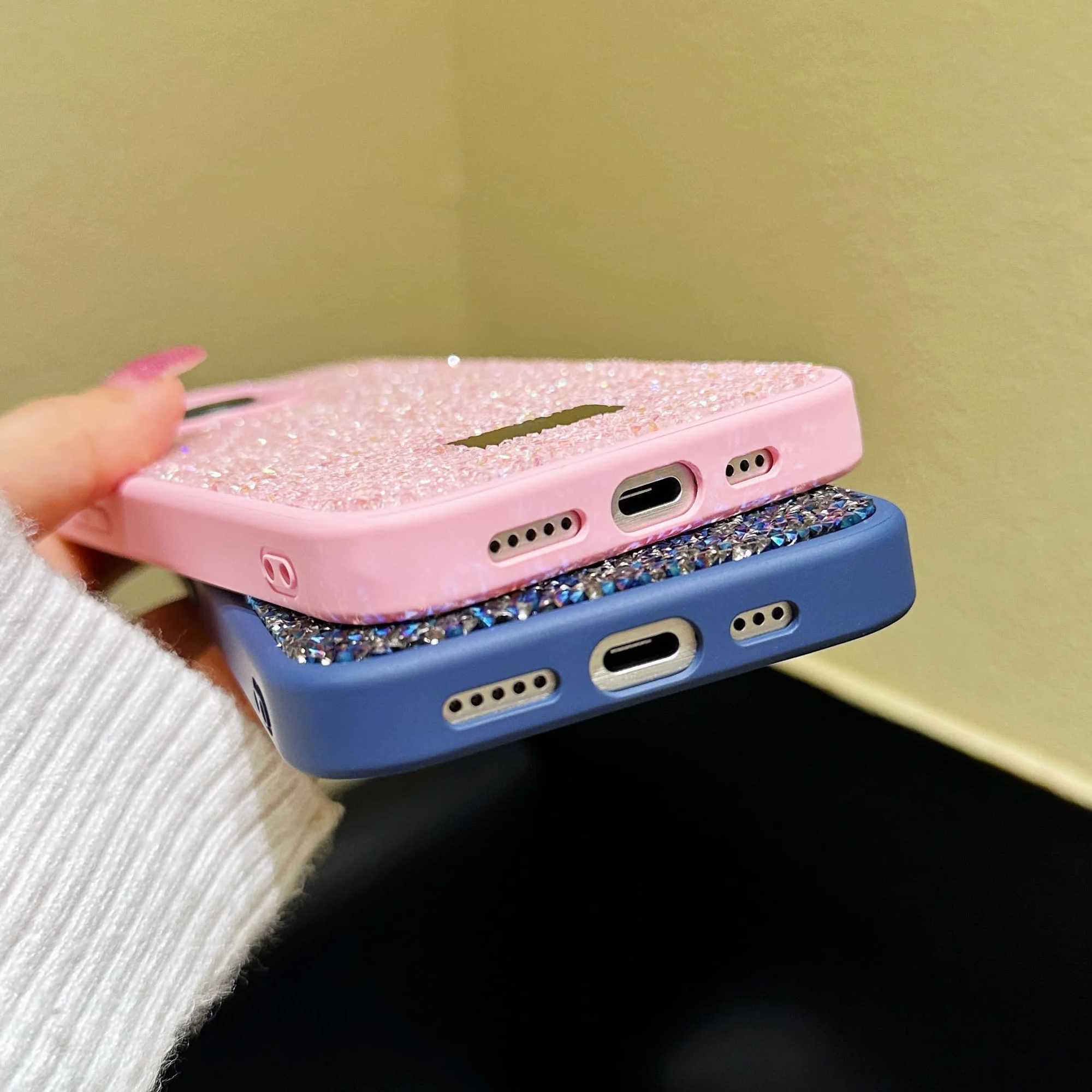 Luxury INS Dazzling Full Covered Zircon Macaroon Color Phone Case for iPhone 16 15 14 11 12 13 Pro Max Plus Back Cover P240914