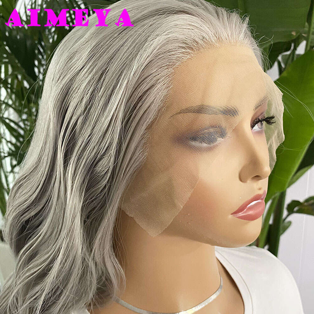 New Sier Synthetic Lace Front For Women Natural Haire Light Grey Loose Curly Wig Daily Use Cosplay Heat Resistant Fiber