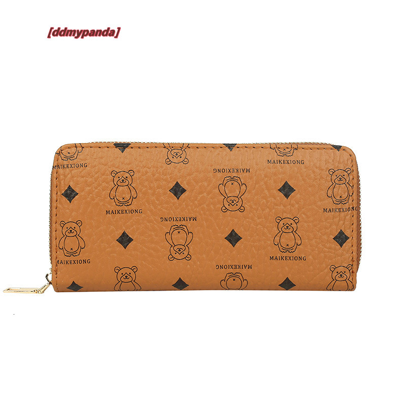 2024 New Han Chao Women's Wallet, Bear Print, Single Zipper, Multi Card Portable Travel Fashion Phone Bag #13 ddmypanda