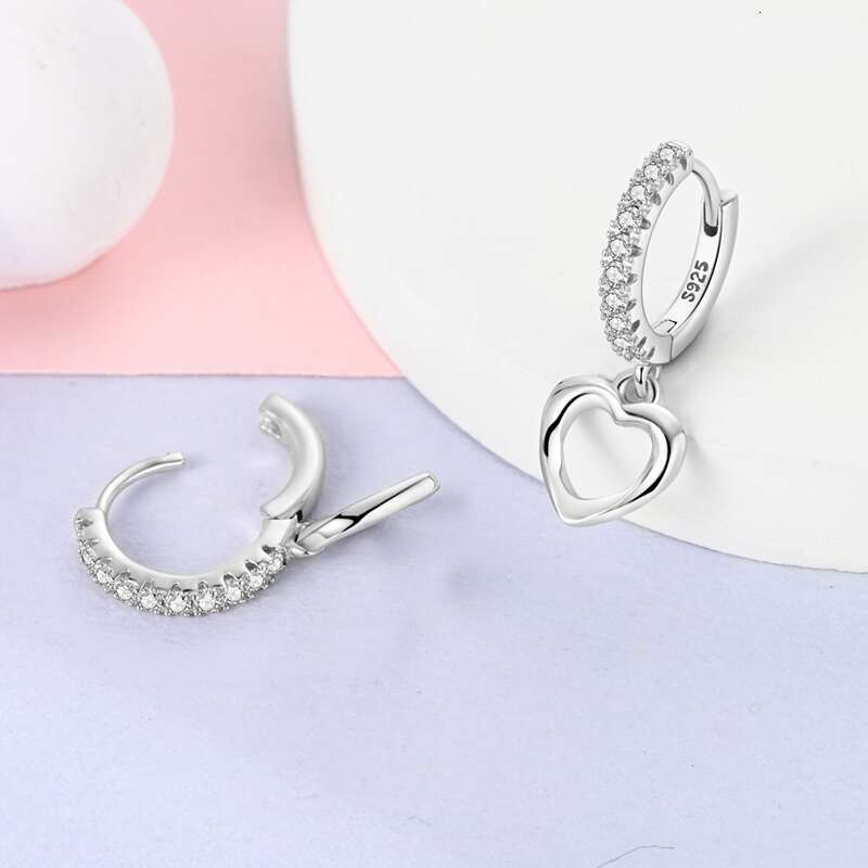 New 925 Sterling Silver Heart Shaped For Women Shooting Star Geometric Double Hoop Earrings Fine Romantic Jewelry