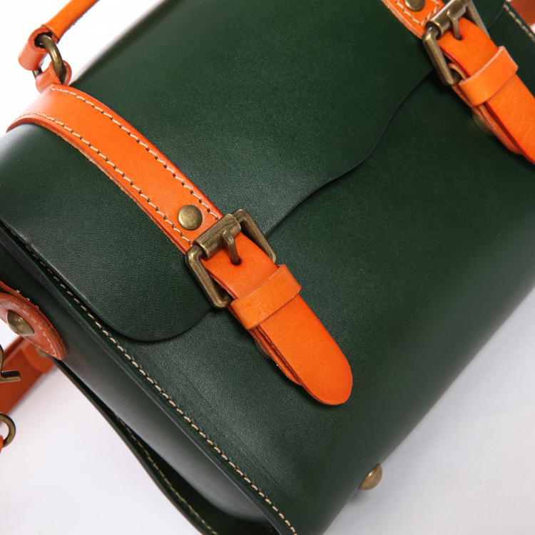 2024 Plant tanned leather Cambridge spring color contrasting top layer cowhide handbag, crossbody bag, summer