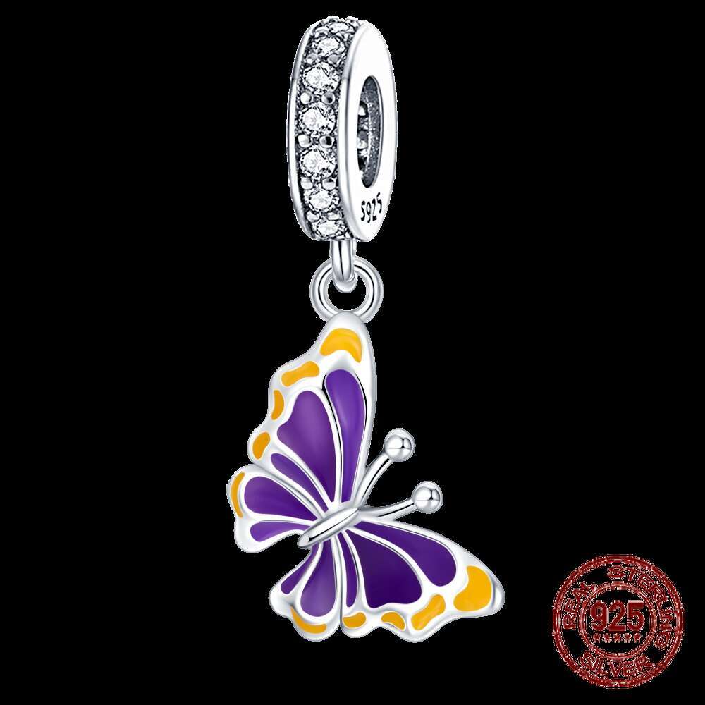 925 Fashion Silver sy Colorful Butterfly series pendent Beads Charms Fit Original Bracelet Jewelry diy making