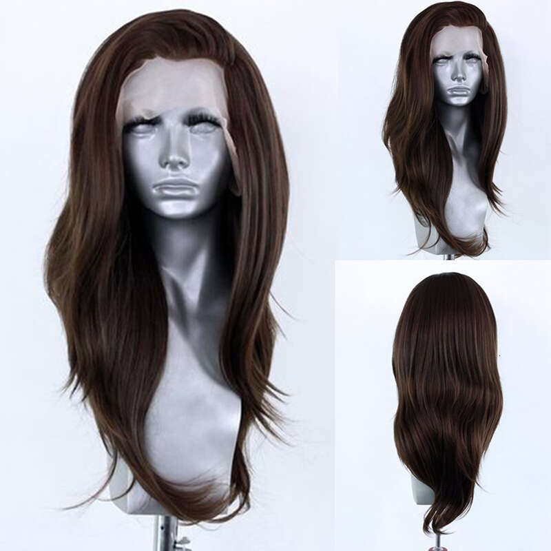 AIMEYA Fashion Dark Brown Lace Front For Women Girls Natural Wave Free Part Synthetic Daily Wear Cosplay Wig