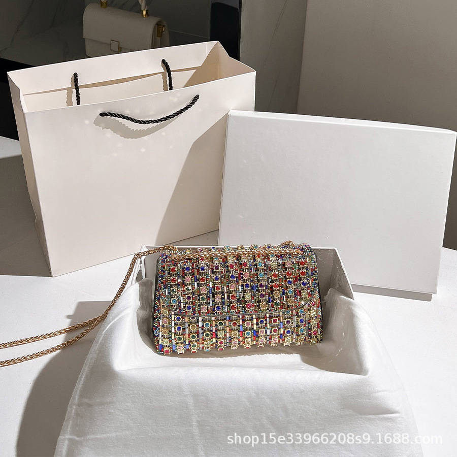 New Celebrity Crossbody Evening Fashionable Diamond Inlaid with High Quality and Exquisite Square Women's Handheld Bag