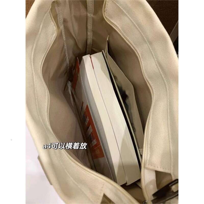 AMZZ College Student Classroom Canvas Women 2024 New Casual Versatile Shoulder With Large Capacity For Work And Commuting Tote Bag 65