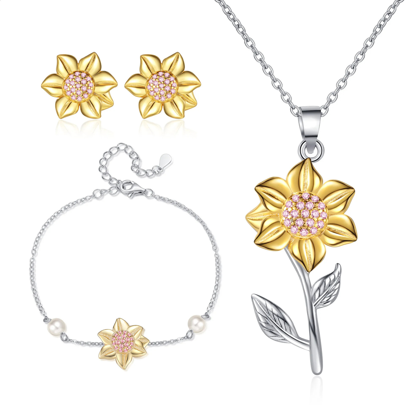 Explosive Sunflower Necklace Beauty Earrings Jewelry Set Womens Fashion Jewelry 240906