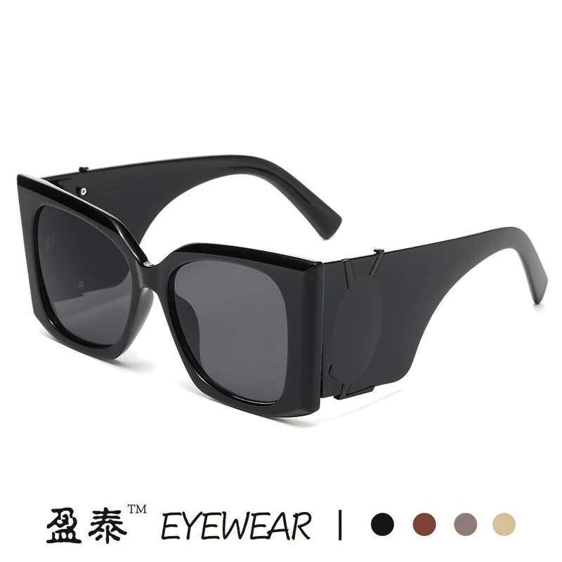 Retro Black Square Women Sunglasses Luxury Large Frame Gradient Glasses New Fashion Cat Eye Oversized Sunglasses