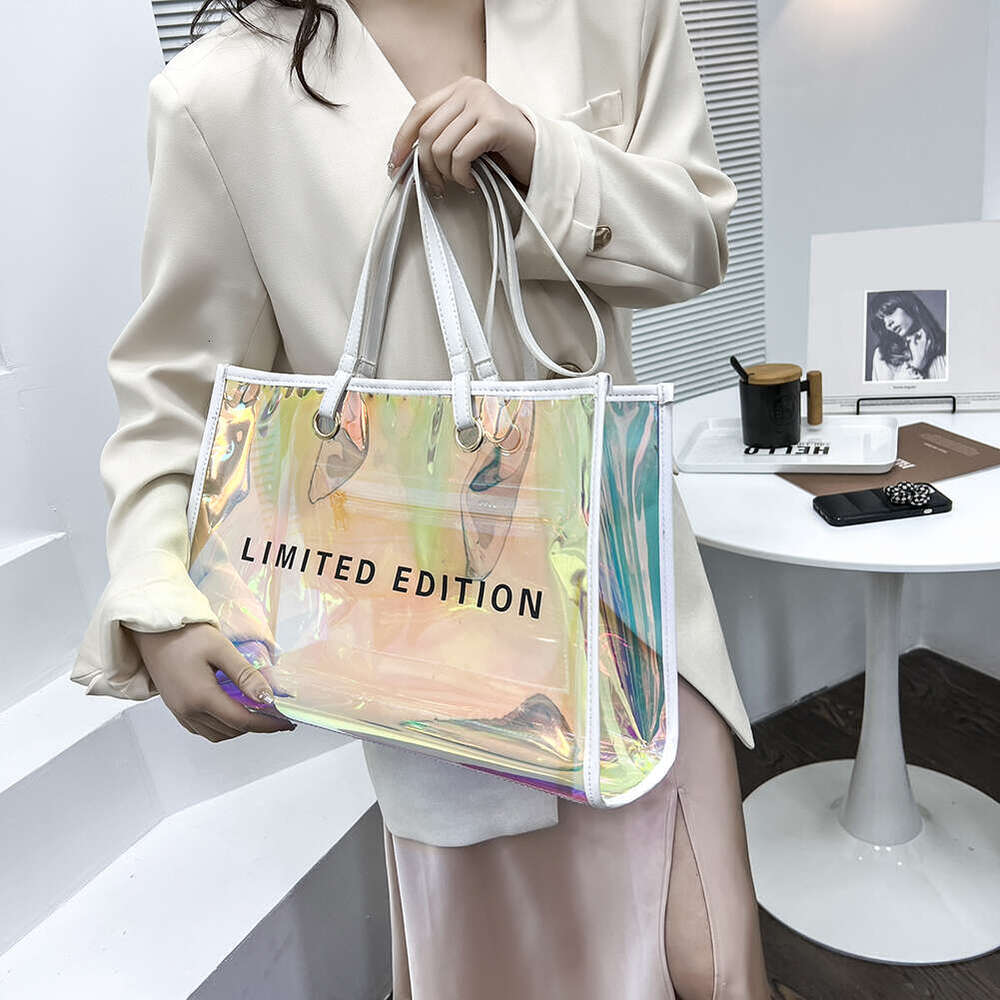Designer bag Cute Holo Transparent Bags For Women Laser Clear Handbags Holographic PVC Candy Beach Waterproof Shoulder Bags Jelly Femme Bolso tote bag